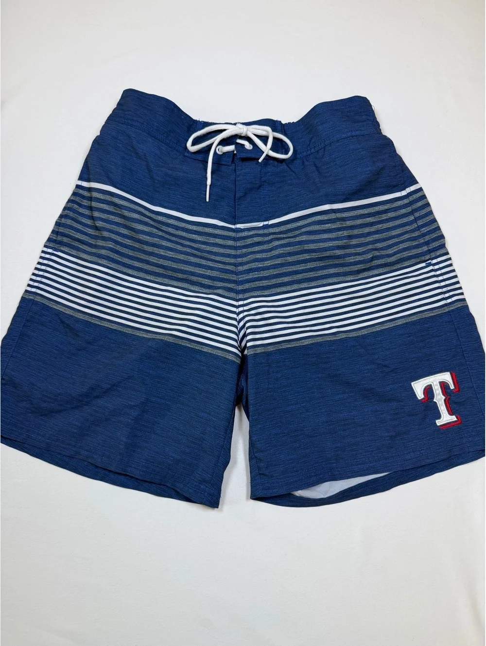 GIII Sports by Carl Banks Texas Rangers Blue Striped Swim Trunks Size L